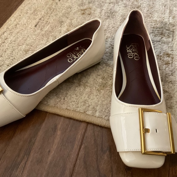 Franco Sarto cream slides slip on flats Tahlia shoes, size 7, square toe - Picture 9 of 10